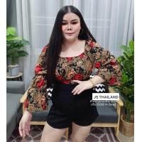 ราคา เสื้อญาญ่าลายดอกผ่าหน้า อก34 44 ยาว22นิ้ว ผ้ายืดสูเวฟ (21162444887)