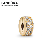 ราคา PANDORA Shine clip with clear cubic zirconia and silicone grip เครื่องประดับชาร์มสีทอง ชาร์ม ชาร์มสีทอง ชาร์มสร้อยข้อมือ สีทอง (15953693988)