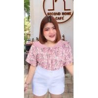 ราคา RN188 เสื้อสาวอวบปกทหารเรือ ลายดอกเดซี่สีหวาน หน้าผ้า50 (20973546611)