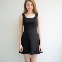 ราคา Closet Crush Mini squared neck dress with straps Black เดรสแขนกุดคอเหลี่ยมแบบสั้น (21018786215)