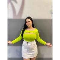 ราคา เสื้อสาวอวบ ผ้าเรย่อน แขนยาว เว้าอก รุ่น อวยยศ (20528838508)