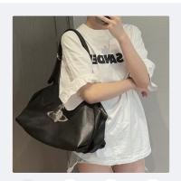 ราคา Vivienne Westwood สีดำและสีเงินเฉพาะ Vivienne Empress Dowager จี้สร้อย Saturn Tote Bo กระเป๋าจุของได้มากไหล่กระเป๋าถือ (20166143457)