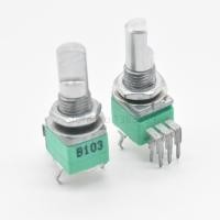 ราคา 097 stereo channel potentiometer with stepping vertical B103K B10K half axis bent foot 6 feet volume adjustment potentiometer (19902475890)