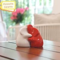 ราคา ขวดใส่เกลือพริกไทย ขวดเกลือพริกไทยเซรามิค ช้างกอดกัน ช้างคู่ (20660193815)