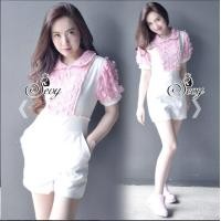 ราคา จั้ม สูท ขา สั้น อกปัก ดอก สีชมพู ฟ รุ้ง ฟริ้ง (20956873173)