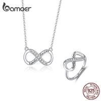 ราคา BAMOER Infinity Love Family Forever Clear CZ 925ชุดเครื่องประดับเงินสเตอร์ลิงสำหรับเครื่องประดับแฟชั่นผู้หญิง ZHS160 (849622937)