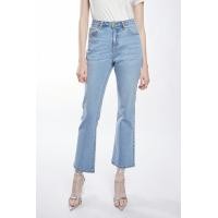 ราคา f fashion กางเกงยีนส์ทรงแฟลร์ ผู้หญิง Fit and Flare Denim Trousers with Chain Decor 6231 (19796603012)