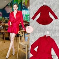 ราคา งานป้าย BT Studio มินิเดรสเชิ้ตแขนยาวคอปกกระดุมหน้า ดีไซส์เอวต่ำแต่งจับจีบย่นที่ขอบเอวช่วงกระโปรงระบาย 2ชั้น สีแดงขับผิว ออร่าม๊ากกจ้าา (21139463375)