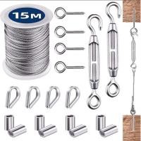 ราคา 1Set Multifunctional Wire Rope Kit Stainless Steel Cable Tent Cord Hanging (8775436975)
