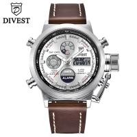 ราคา DIVEST ร้อนแฟชั่นลำลองสำหรับบุรุษ LED นาฬิกาควอทซ์ดิจิตอลบุรุษยอดนาฬิกาแบรนด์หรูผู้ชายหนังกันน้ำกีฬาทหารนาฬิกานาฬิกา (455926012)