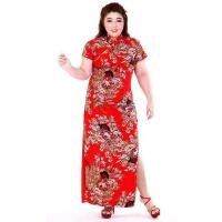 ราคา กี่เพ้าไซส์ใหญ่ กี่เพ้าสาวอวบ ชุดจีนXXL กี่เพ้าคนอ้วน ชุดตรุษจีนไซส์ใหญ่ Chinese Style Traditional DressQipao big size สีแดง (15250838228)