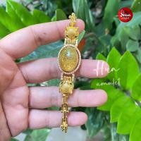 ราคา A63 สร้อยข้อมือไหมทองหัวเสือดาวคู่ ฝังเพชร CZ งานทองไมครอน ชุบ24K (21199832444)