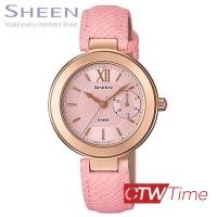 ราคา CASIO SHEEN นาฬิกาข้อมือผู้หญิง สายหนังแท้ รุ่น SHE 3051PGL 4AUDR (2663040164)