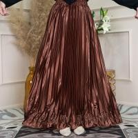 ราคา กระโปรงยาวแฟชั่นอิสลาม สไตล์อัดพลีท ผ้าเงาปักลายชายกระโปรง เอวยางยืด ผ้าเบาสบาย คนอวบใส่ได้ KA09วาริสมุสลิม (19852180596)