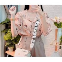 ราคา เสื้อคอจีนลายดอกลายดอกสวย สีชมพู อก40ยาว23 (19600371895)