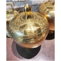 ราคา ขัน ร ๕ ฝาจุก 6 นิ้ว ตอกลายช้างทรงเครื่อง ขันทองเหลืองขาเกลียว Premium Luxury (20473357795)