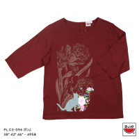 ราคา แตงโม SUIKA เสื้อแตงโม คอปาดแขนสามส่วน ผ้าคอตตอนเกาหลี พิมพ์ลายดอกไม้ PL C3 (20622668659)