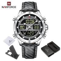 ราคา NAVIFORCE ผู้ชายนาฬิกาสบาย ๆ กันน้ำกีฬาควอตซ์ชายทหารจอ LCD นาฬิกาข้อมือสายหนัง 9194 (14899010522)