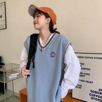 ราคา ขายดี เสื้อไหมพรมแขนสั้น เสื้อไหมพรมกันหนาว เสื้อไหมพรมแฟชั่น เสื้อกั๊กไหมพรม เสื้อกั๊กแขนกุดคอวีผ้าถักลายสก็อตสไตล์เกา (16676211165)