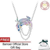 ราคา สร้อยคอรุ้ง BAMOER สำหรับผู้หญิงสร้อยคอผีเสื้อและจี้รูปแมลงปอ925เงินสเตอร์ลิงเป็นของขวัญสำหรับ SCN512ผู้หญิง (20689684038)