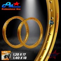 ราคา ล้อ COM 1 20 X 17 1 40 X 18 สีทอง ล้อคอม แพ็คคู่ ขอบเรียบ ขนาด 1 20 ขอบ 17 และ 1 40 ขอบ 18 ของแท้ 1 คู่ วงล้ออลูมิเนียมสำหรับรถจักรยานยนต์ (8574642920)