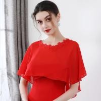 ราคา เสื้อคลุมไหล่ผ้าชีฟองชุดกระโปรงใส่ด้านนอกสำหรับฤดูร้อนชุดออกงานแบบยาวปานกลางเสื้อคลุมไม่มีแขนสั้นสีดำสีขาวสีแดงแชมเปญสไตล์เกาหลีไซส์ใหญ่ใส่ในชีวิตประจำวัน (16625762970)