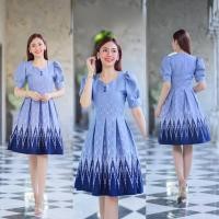 ราคา ชุดเดรสผ้ามัดหมี่ อัดกาวทั้งชุด แบบมาใหม่ พร้อมส่ง (14055831007)