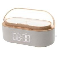 ราคา 1800MAh Bluetooth Speaker Wireless Charging Speaker Digital Alarm Clock with Wireless Charger Clock Radio Night Light Dual Speakers Home Bedside (19795306165)