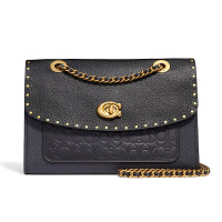 ราคา กระเป๋าสะพาย COACH แท้ รุ่นหรูจาก Shop หนังแท้ หนังวัว สายสะพายได้หลายแบบ ช่องเยอะ รุ่นแนะนำ COACH 68001 Parker In Signature Leather With Rivets Black (20537462016)