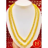 ราคา สร้อยคอลายเปียเหลี่ยม และสร้อยคอลายเปียกลม น้ำหนัก5บาท ความยาว 26 นิ้ว ทองชุบ ทองหุ้ม สวยเสมือนจริง นพคุณห้างทอง (19555579140)