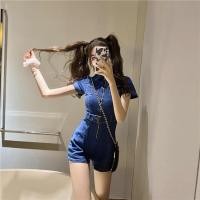 ราคา จั้มสูทยีนส์ขาสั้น มาพร้อมเข็มขัด สไตล์ฮ่องกง (18880181037)