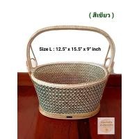 ราคา ตะกร้าใส่ของ ตะกร้าทำบุญ ตะกร้าหวาย ลายดอกพิกุล ขนาด 12 5x15 5x9 นิ้ว สีธรรมชาติ สีแดง ใบใหญ่ ใช้ใส่ของไปทำบุญ ใส่ของใช้ ไปตลาด ตะกร้าสาน (16421868067)