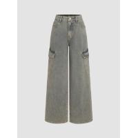 ราคา Cider Denim High Waist Wide Leg Pocket Cargo Jeans (21188057646)