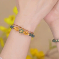 ราคา กำไลข้อมือหยกลายดอกไม้ลูกปัดทองแดงทอง18K กำไลหยกสำหรับผู้หญิง (19068286066)