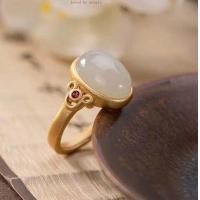 ราคา HZP แหวนวงรีหยก Hotan ธรรมชาติสำหรับผู้หญิงแหวนเงินแท้ชุบทองเปิดหินหยกขาวประณีตสง่างาม (19959340942)