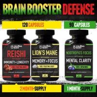 ราคา Mushroom Brain Booster Defense Combo Value Pack x3 Bottles แคปซูลเห็ดหัวลิง Lions Mane เห็ดหลินจือ Reishi Nootropics Focus Choose 1 or 2 Month Supply (20570771009)