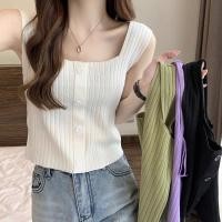 ราคา เสื้อกั๊กไหมพรมแขนกุด คอเหลี่ยม การตกแต่งปุ่ม ผ้าร่อง มี 4 สี (20821551061)