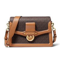 ราคา กระเป๋าสะพาย Michael Kors แท้ หนังแท้ และ Coated canvas ลาย Logo สายหนังแท้ สะพายขึ้นไหล่ได้ รุ่นหรู MICHAEL KORS 30F9GI6L2B Jessie Ladies Medium Two Tone Leather Shoulder Bag Brown (20540635477)