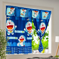 ราคา ผ้าม่านหน้าต่าง ม่านหน้าต่าง บานคู่ ลายการ์ตูน ลายโดเรม่อน ขนาดกว้าง 150cm x ยาว 120cm แถมฟรีเชือกยึดม่าน (11231055138)