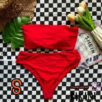 ราคา SHEIN BIKINI ชุดว่ายน้ำทูพีซ ชุดว่ายน้ำสีแดง พร้อมส่งจากไทย RED SIZE S M SHRED0121 (20941926248)