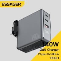 ราคา Essager 140W USB GaN Type C เครื่องชาร์จแล็ปท็อป100W PD ชาร์จเร็วสำหรับ Macbook Air M1 M2 Pro iPhone Samsung 65W โทรศัพท์แท็บเล็ต Chagers (18182808066)