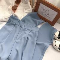 ราคา Plus Size Suit Pants For Women 2022 Korean Style High Waist Loose Casual Cropped Pants For Work (15285408042)