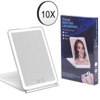 ราคา LED Makeup Mirror 10x Magnifying Mirror with Lights Portable Foldable Travel Desk Vanity Table Bath Bedroom Mirrors Makeup Tools Mirrors (19622098416)