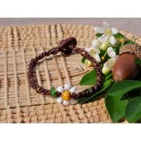 ราคา กำไลข้อมือเชือกถักลายดอกไม้ ถักเชือกเกลียว ลูกปัดไม้ (20404007226)