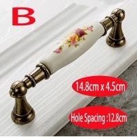 ราคา มือจับประตู ดอกไม้เซรามิกสไตล์วินเทจสีบรอนซ์DIYกระดิ่งประตูจับตู้คาบิเน็ตตู้โชว์ลิ้นชักตู้เสื้อผ้าลูกบิดดึงเครื่องมือของตกแต่งเฟอร์นิเจอร์ (1346960290)