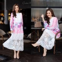ราคา Cutie Minute อก ฟรีไซส์ 44 Maxi dress ผ้าฝ้ายเกรดพรีเมี่ยม พิมพ์ลายตามสไตล์แบรนด์เนมเนื้อผ้านุ่ม แต่งสลับกับงานลูกไม้สีขาว (20970296006)