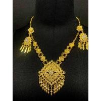 ราคา Vintage jewelryเครื่องประดับไทย เครื่องประดับชุดไทยประยุกต์ ดอกกุหลาบสีทอง dance show wedding bride thai dress earring clip necklace sets (21228640887)