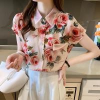 ราคา mimi didi พร้อมส่งจากไทย เสื้อเชิ้ตชีฟองพิมพ์ลายดอกแฟชั่นผู้หญิง เสื้อเชิ้ตแขนสั้นสไตล์เกาหลี ฮาวาย ซัมเมอร์ W226 (19541662973)