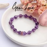 ราคา กำไลหินอเมทิส Amethyst หรือเขี้ยวหนุมาน หินมงคล แก้ชง เสริมดวง พร้อมส่ง 5 6mm (16533617920)