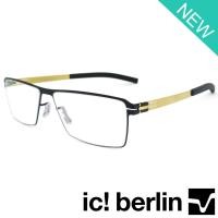 ราคา Ic Berlin แว่นตารุ่น model 005 C 4 สีดำขาทอง กรอบเต็ม Rectangle ทรงสี่เหลี่ยมผืนผ้า ขาข้อต่อ ไม่ใช้น็อด วัสดุ สแตนเลส สตีล สำหรับตัดเลนส์ Full frame Eyeglass leg joints Stainless Steel material Eyewea
